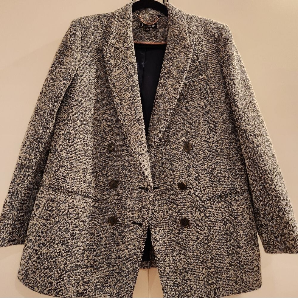 J.Crew Relaxed double-breasted blazer in Italian flecked herringbone size 4 - Picture 4 of 16